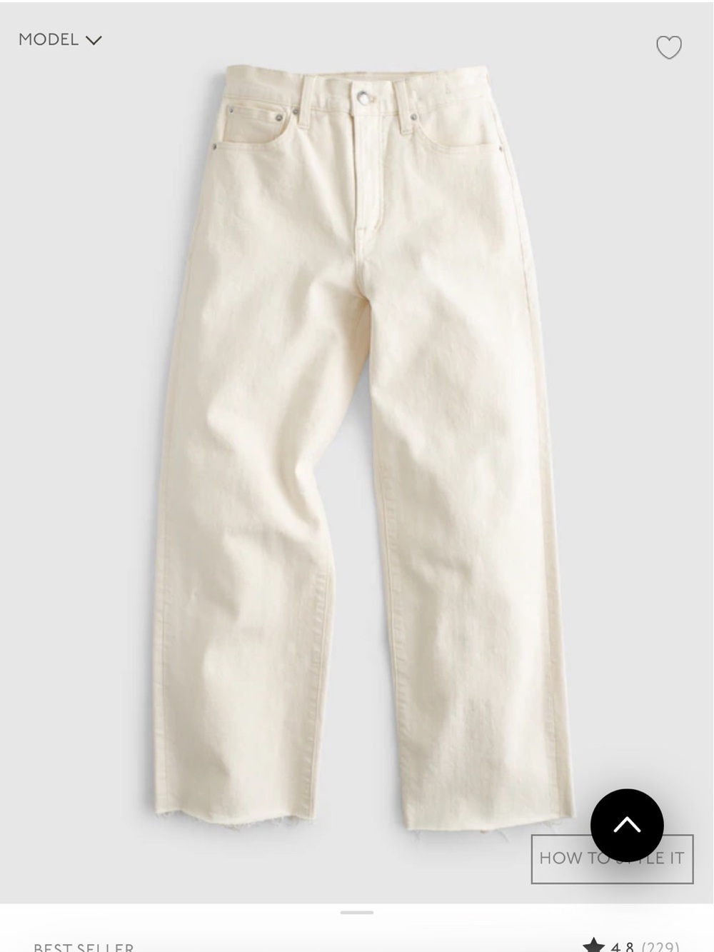 Madewell Wide-Leg Cropped Jeans in Off-White